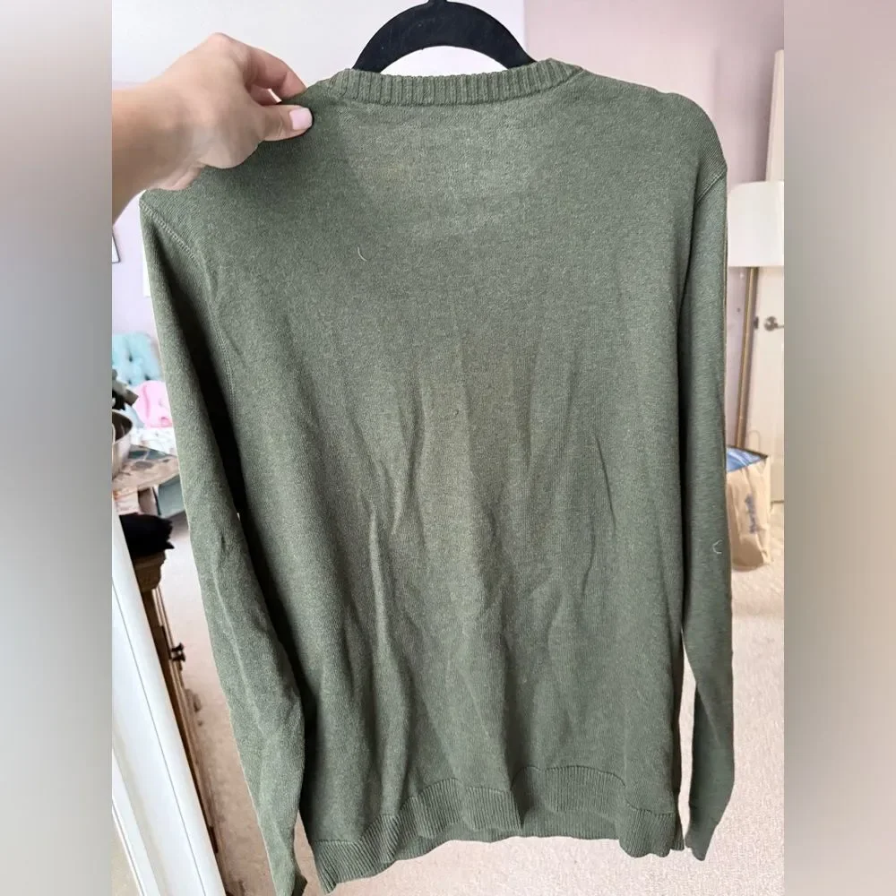 J.CREW Green Cotton Cashmere Men's Pullover Sweater Crew Neck Long Sleeve M
